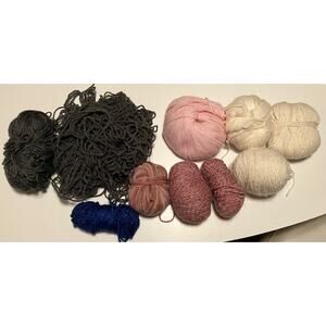 Bundle: Assorted Yarn Partial Skeins. Test Projects Knitting. Gray, Pink, White